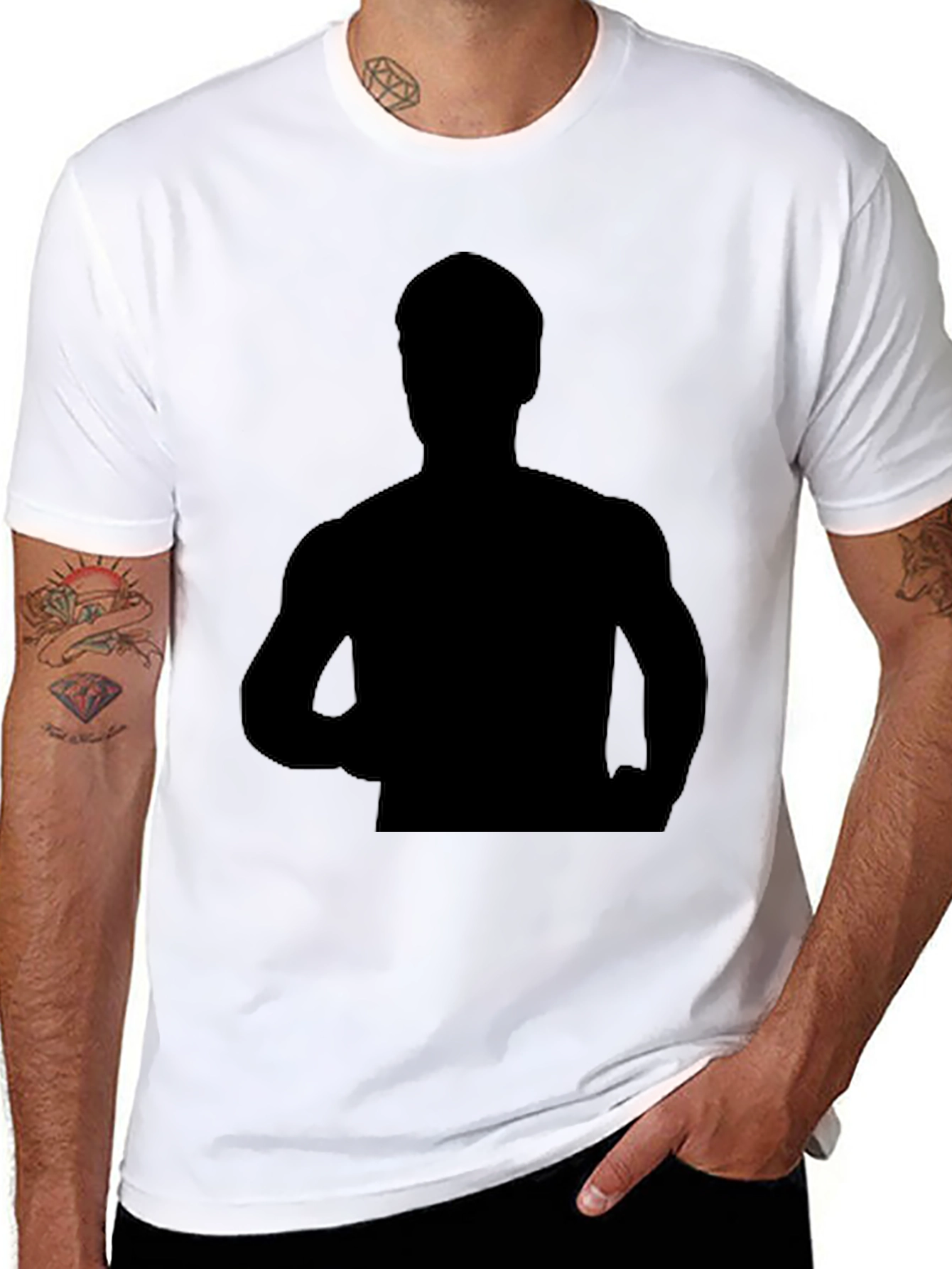 Black Graphic Tee - Mystery Silhouette Design