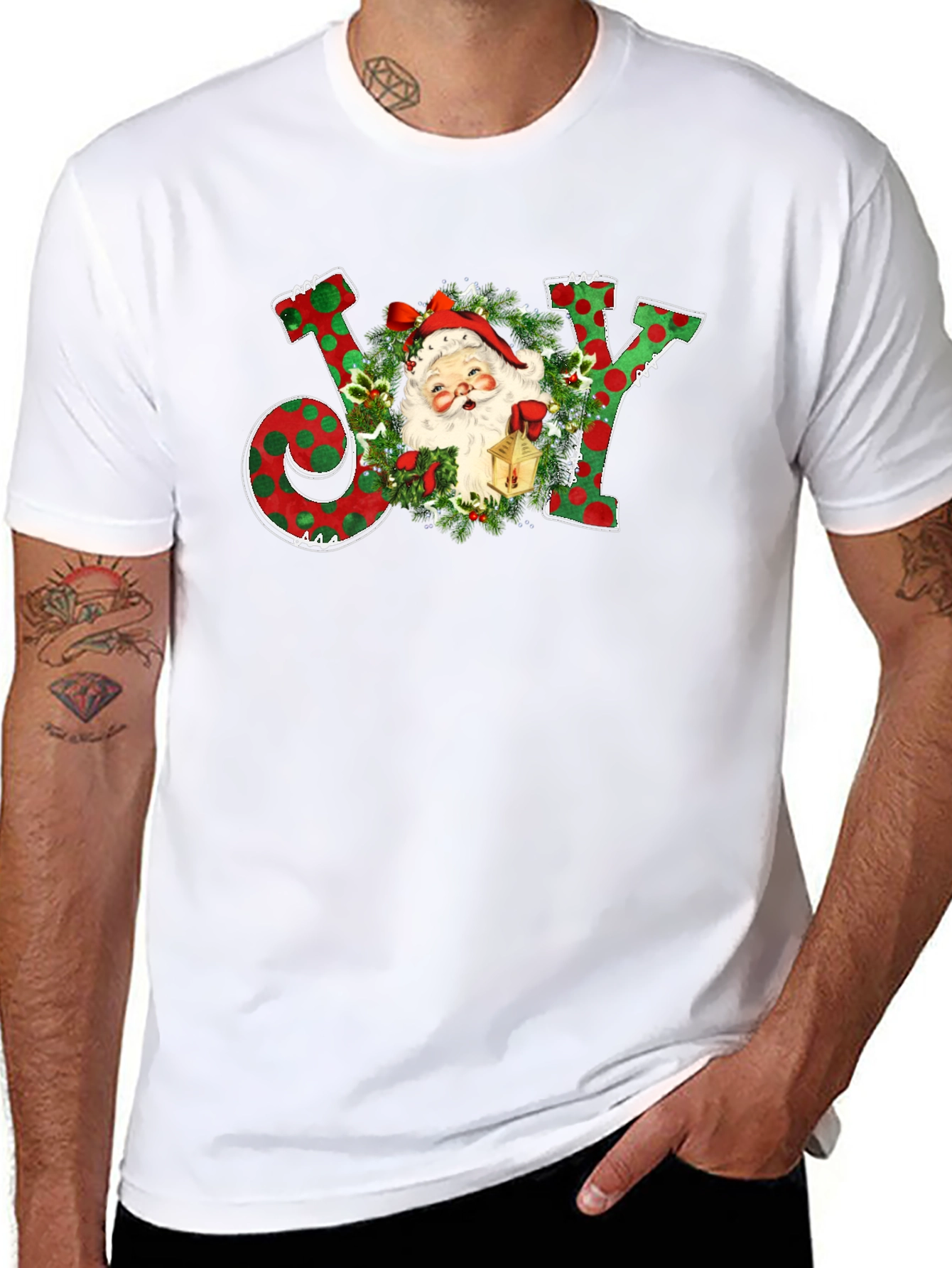 Festive Holiday Joy Santa T-Shirt