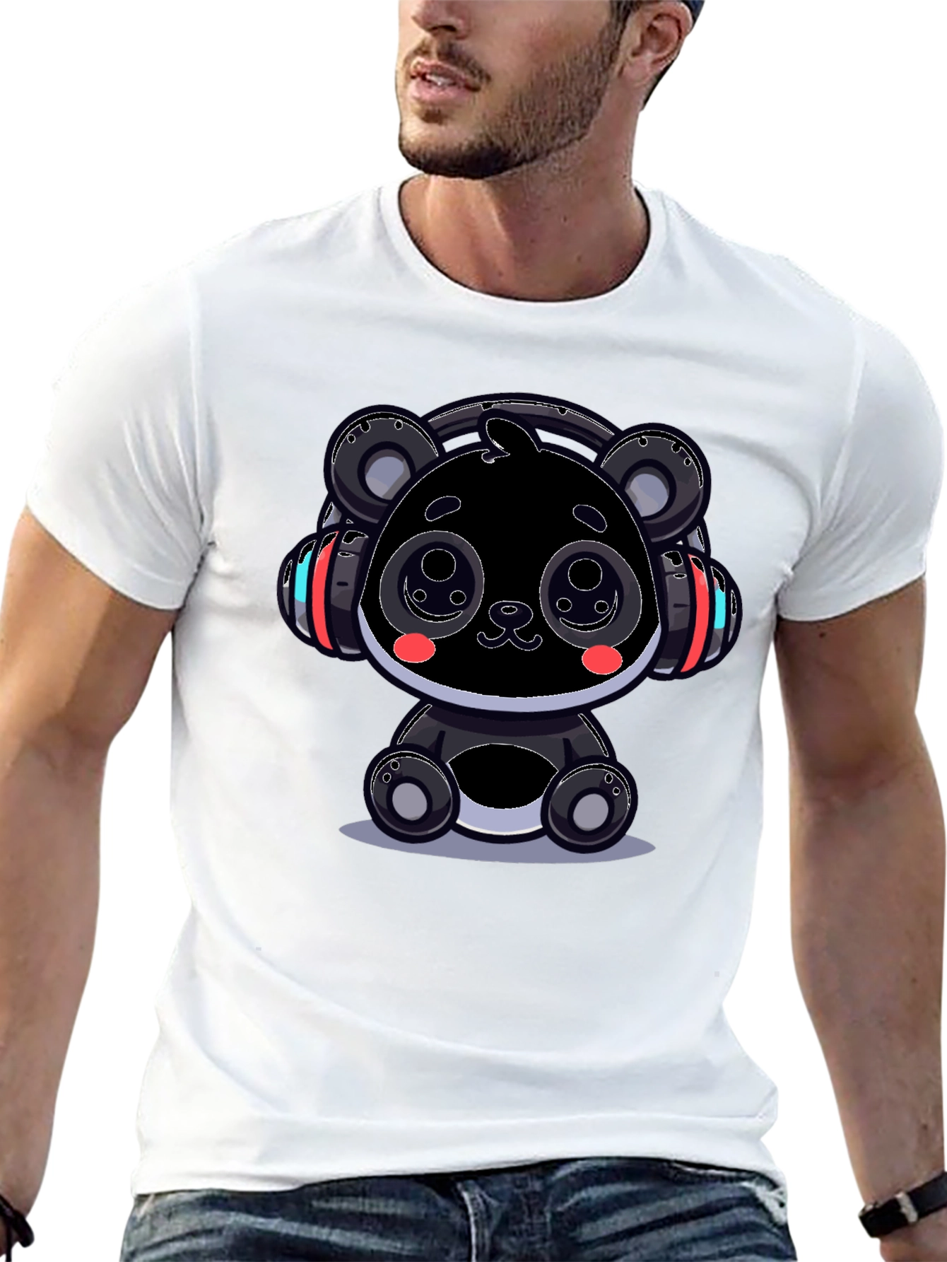 Cool Panda Headphone Graphic Tee