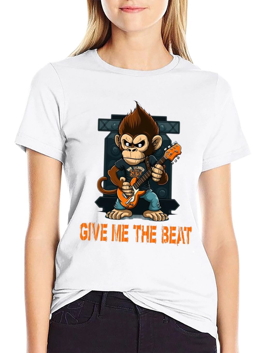 Monkey Guitarist Graphic Tee - Give Me The Beat!