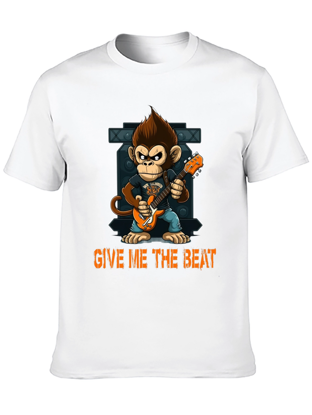 Monkey Guitarist Graphic Tee - Give Me The Beat!
