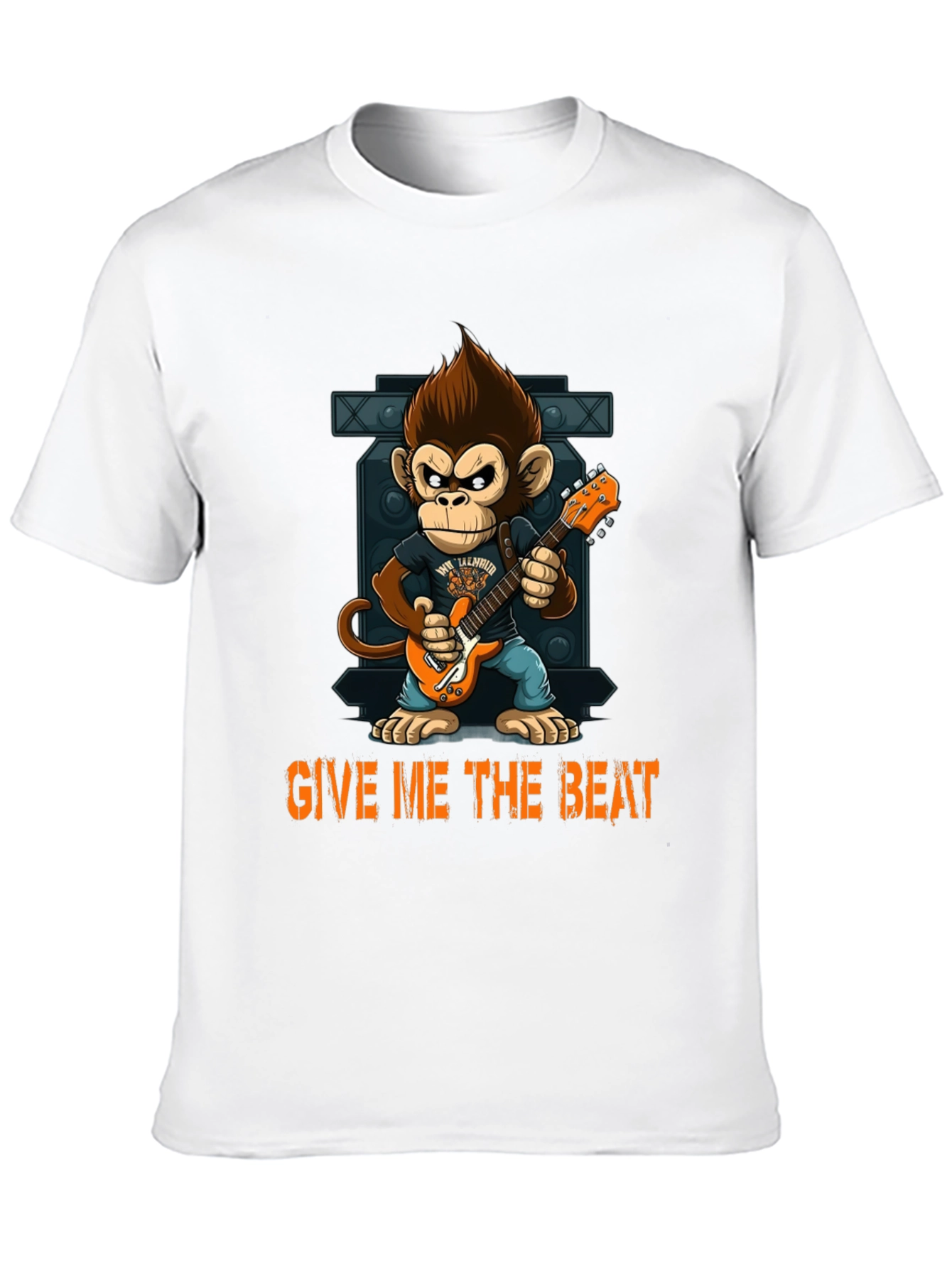 Monkey Guitarist Graphic Tee - Give Me The Beat!