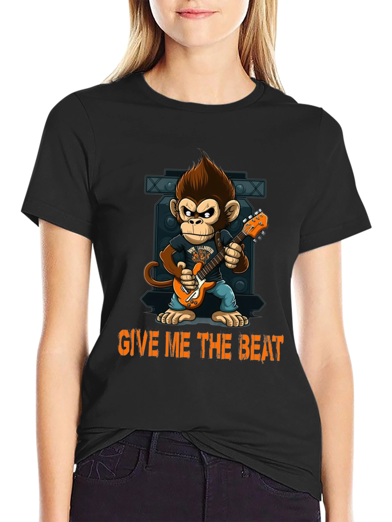 Monkey Guitarist Graphic Tee - Give Me The Beat!
