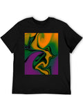 Abstract Swirl Graphic Print Black T-Shirt