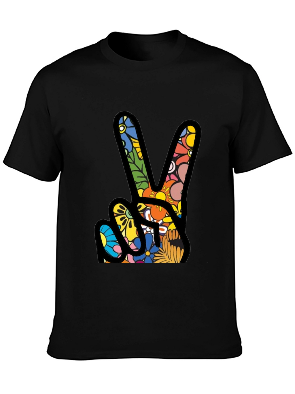 Peace Sign Floral Pattern T-Shirt