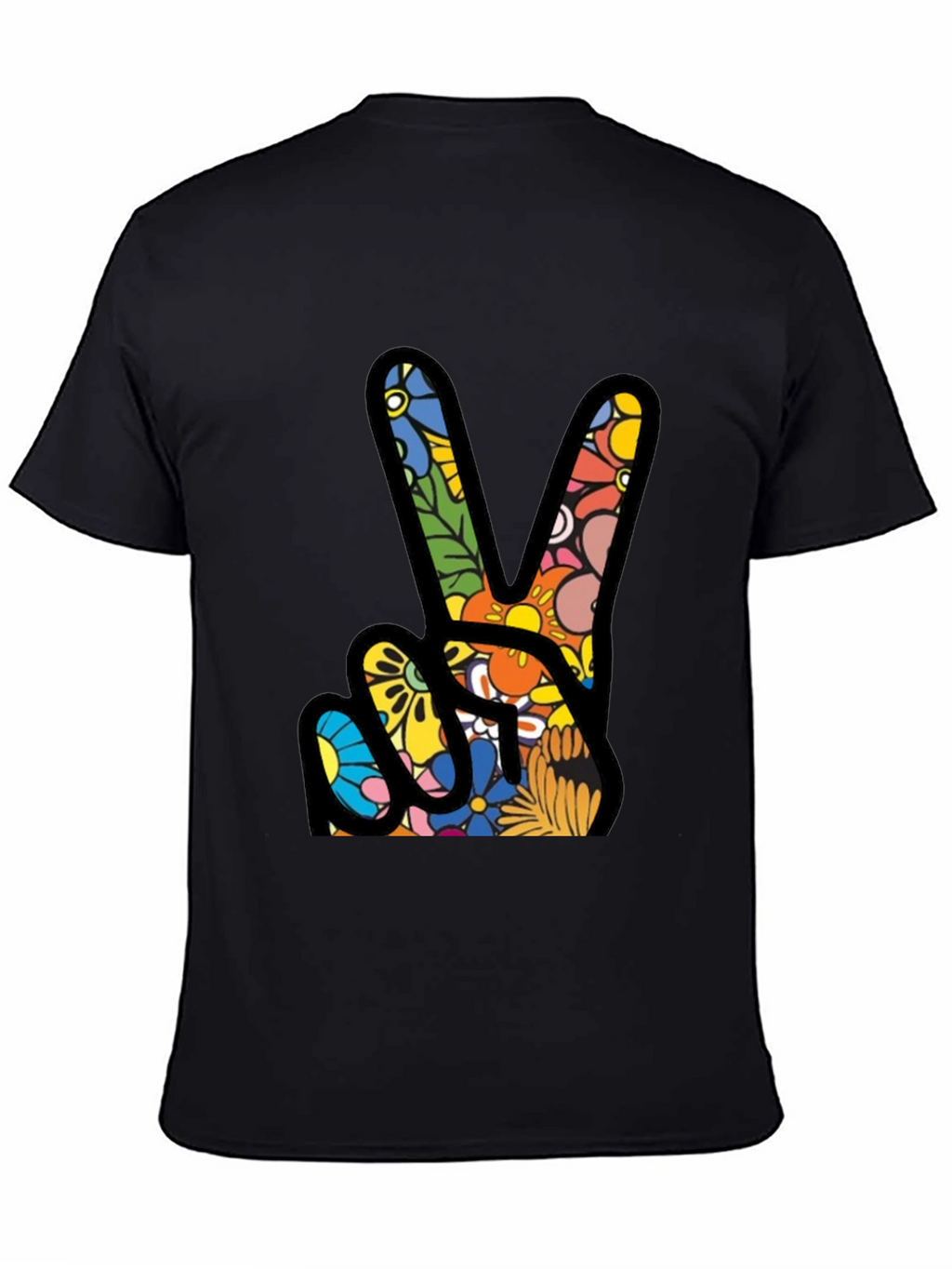 Peace Sign Floral Pattern T-Shirt
