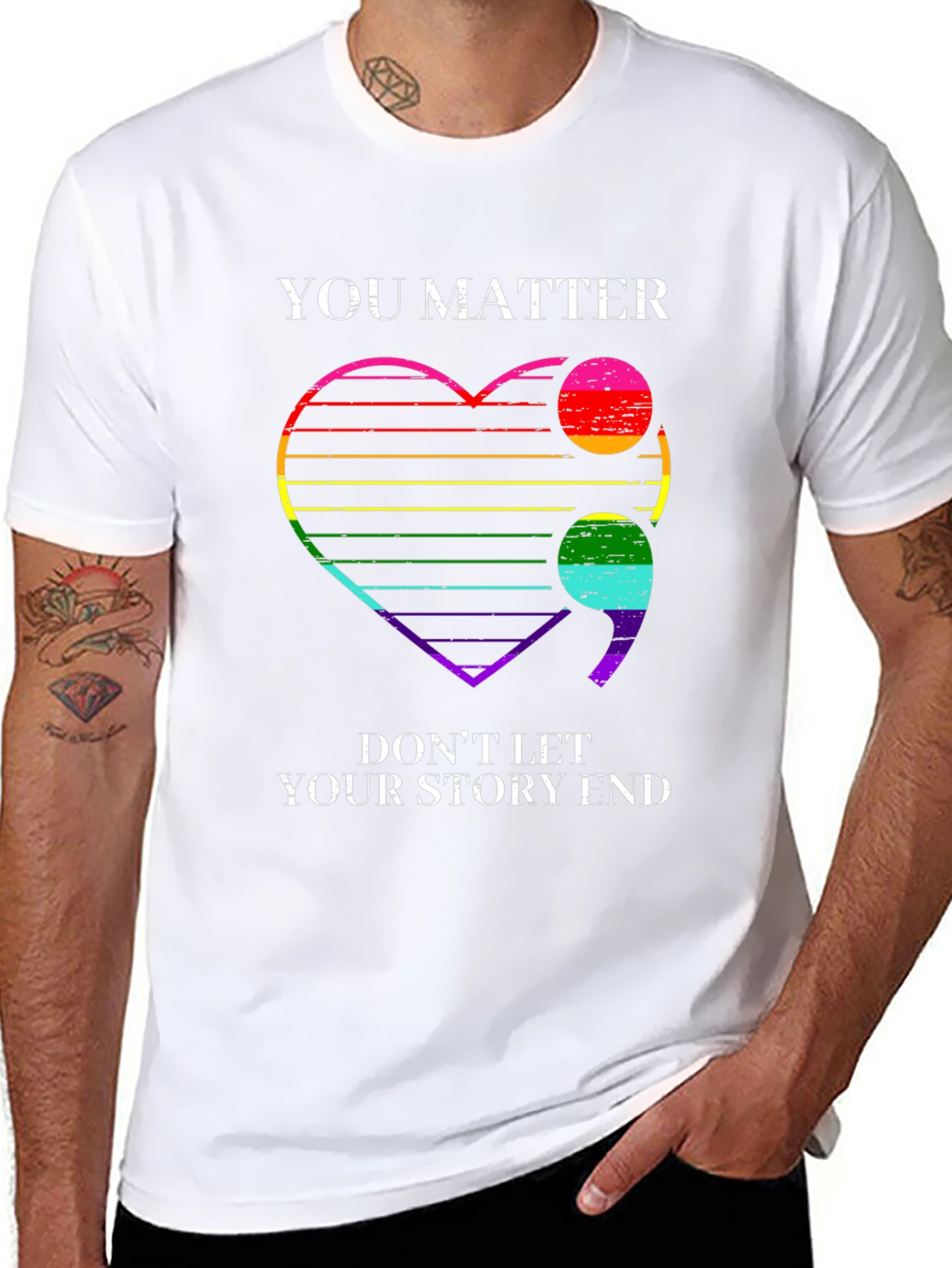 You Matter Semicolon Heart T-Shirt - Mental Health Awareness