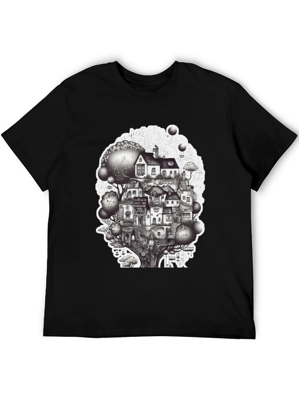 Whimsical Treehouse Town Graphic Tee
