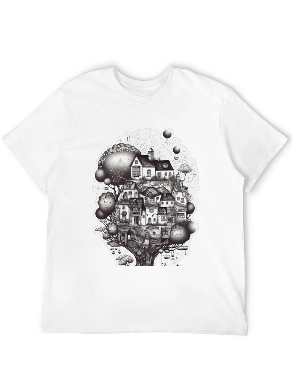 Whimsical Treehouse Town Graphic Tee