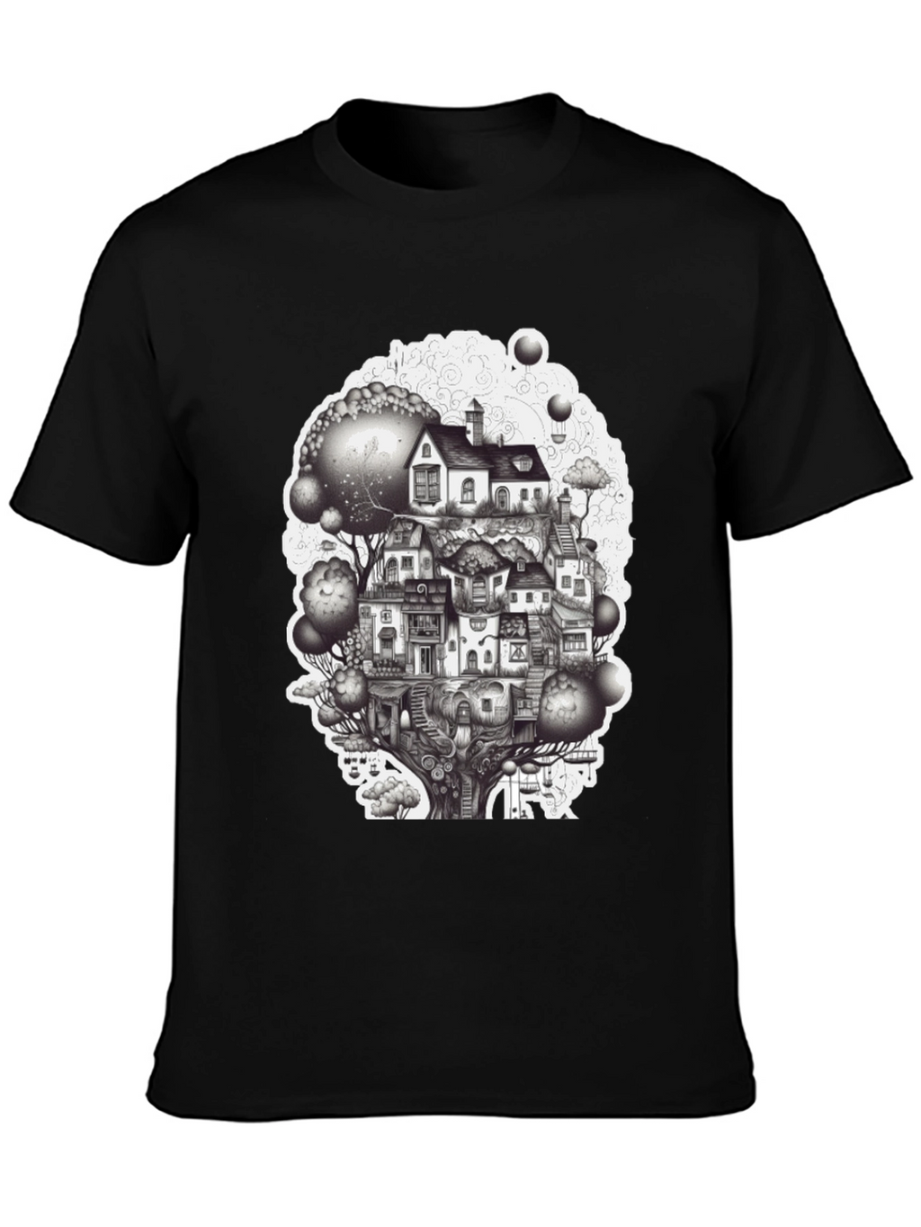 Whimsical Treehouse Town Graphic Tee