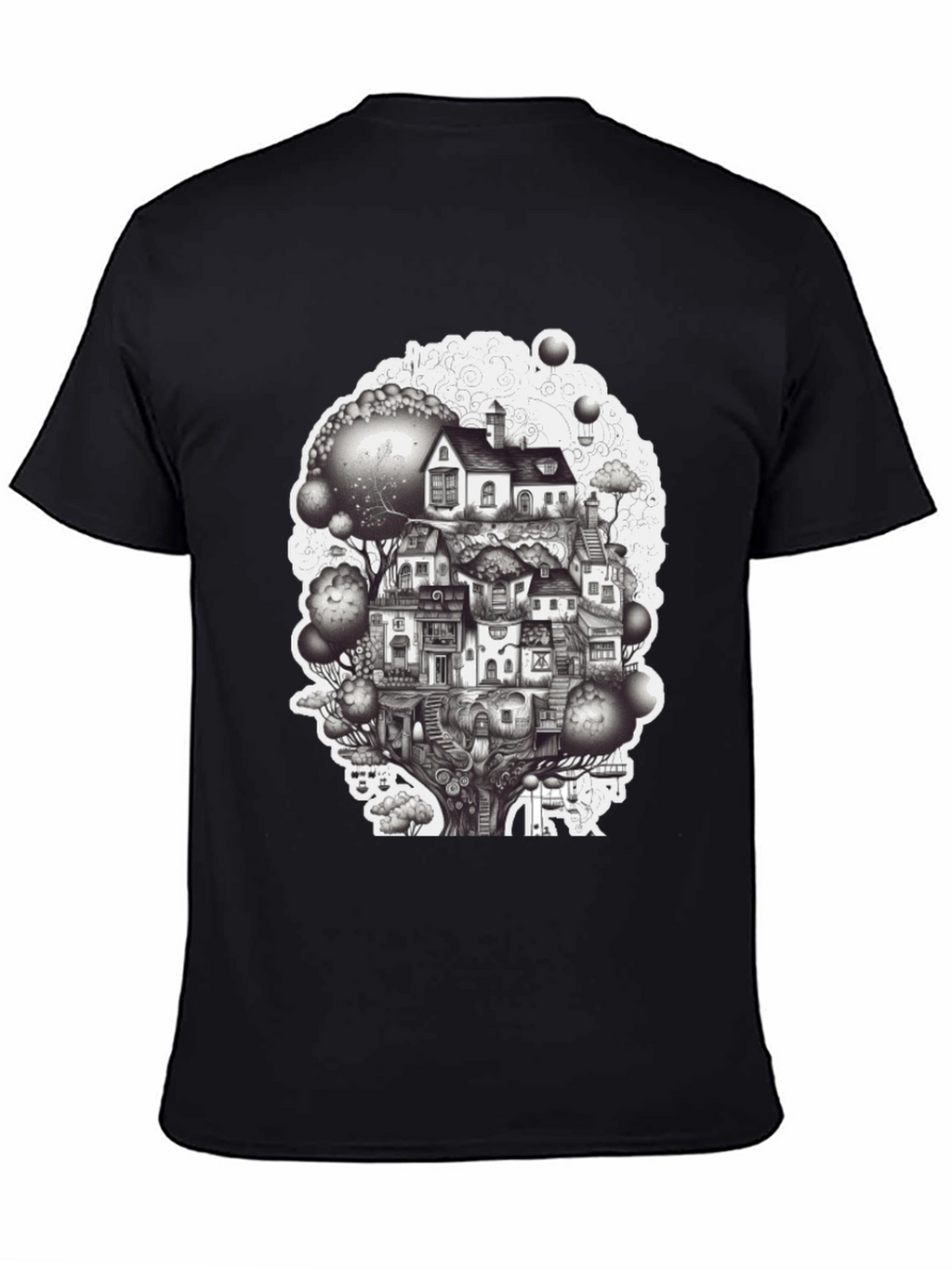 Whimsical Treehouse Town Graphic Tee