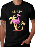 Skater Flamingo Graphic Tee - Tropical Vibe