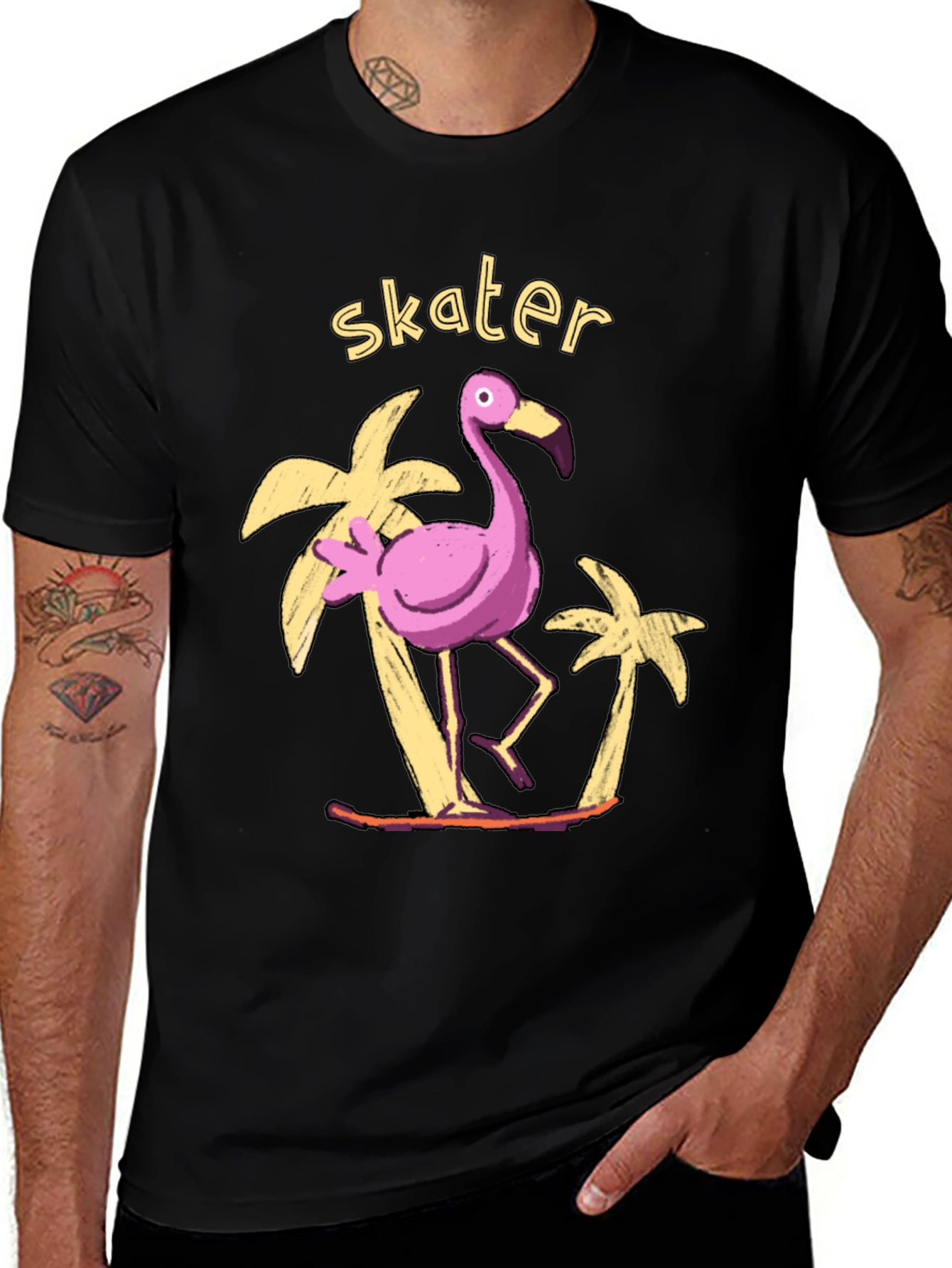 Skater Flamingo Graphic Tee - Tropical Vibe