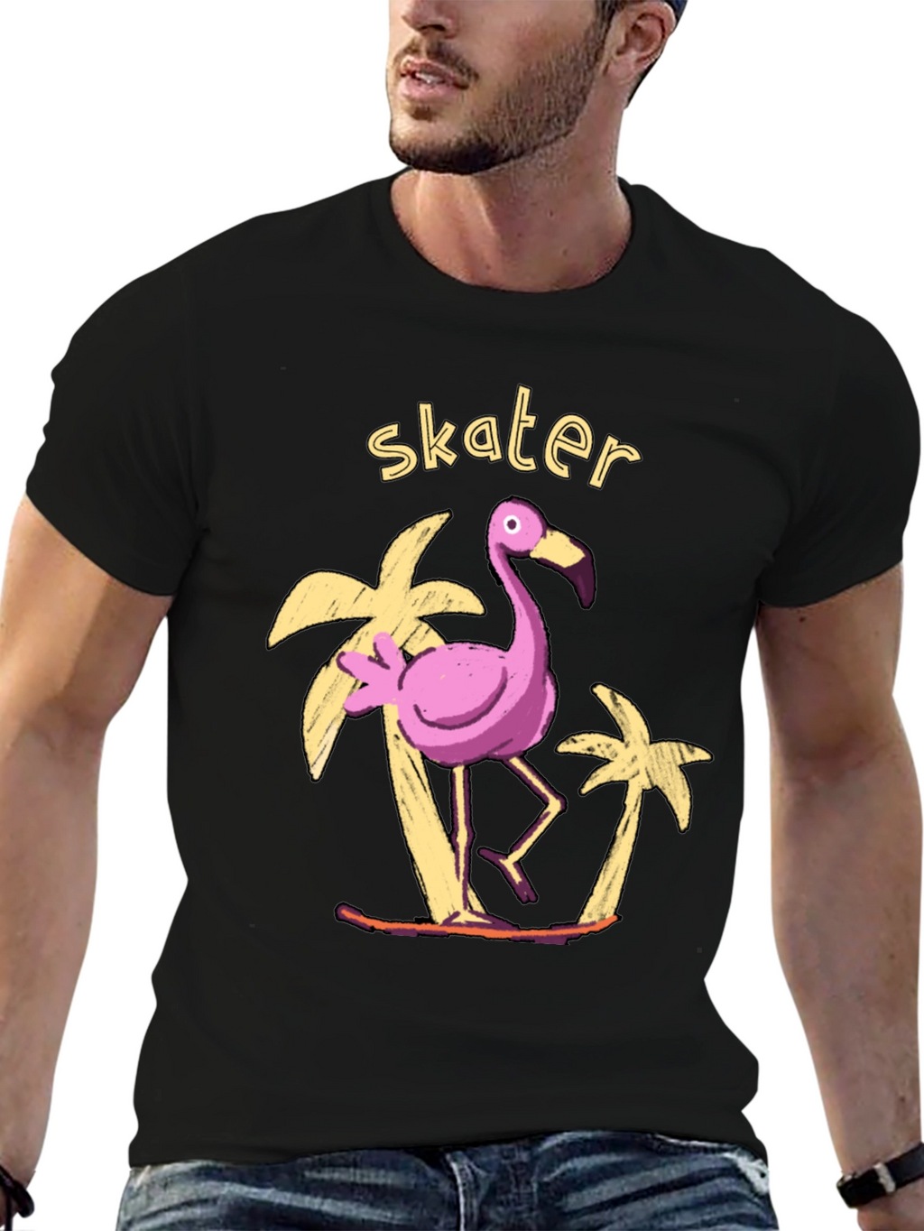 Skater Flamingo Graphic Tee - Tropical Vibe