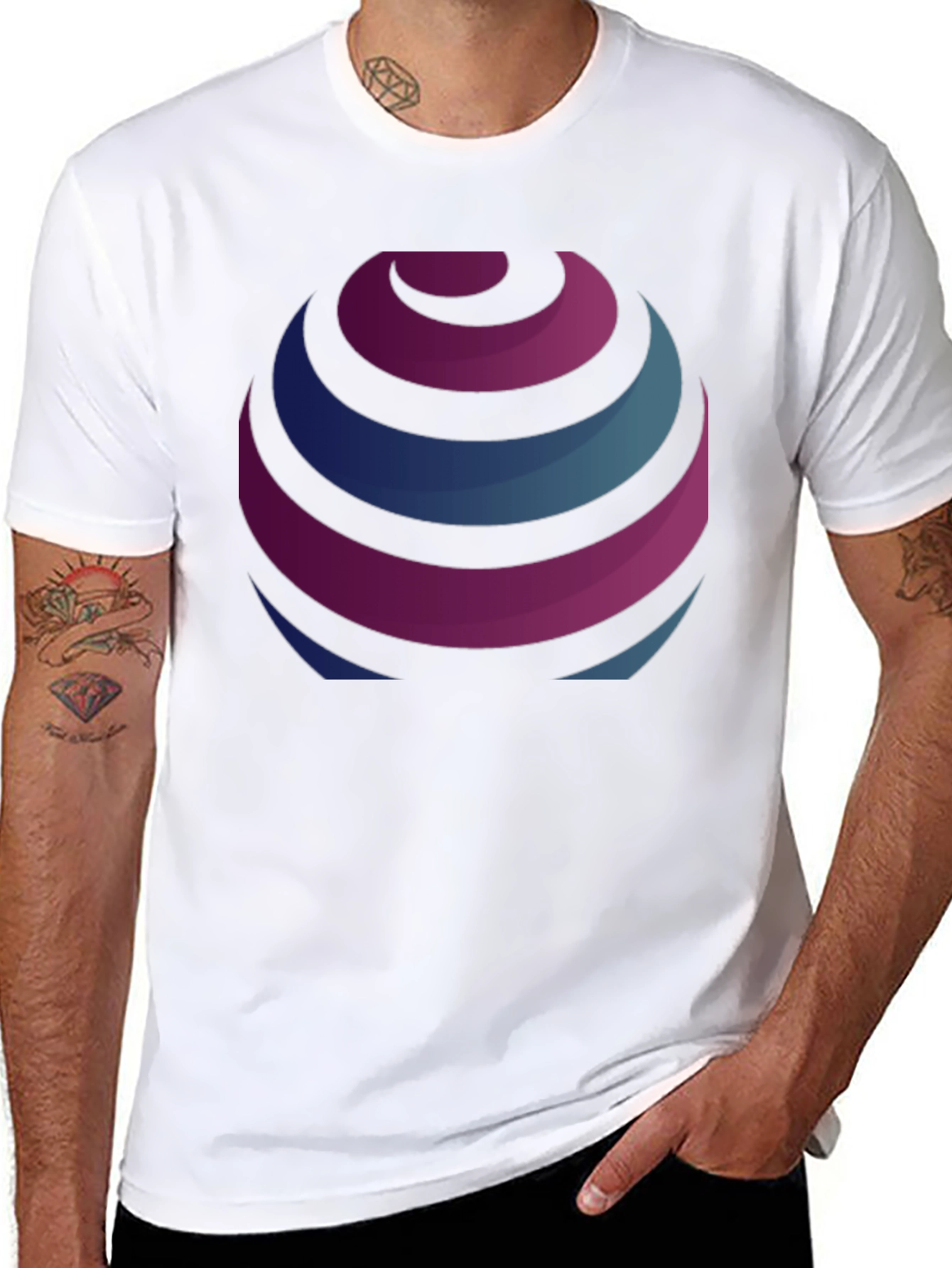 Stripped Globe Graphic Black T-Shirt