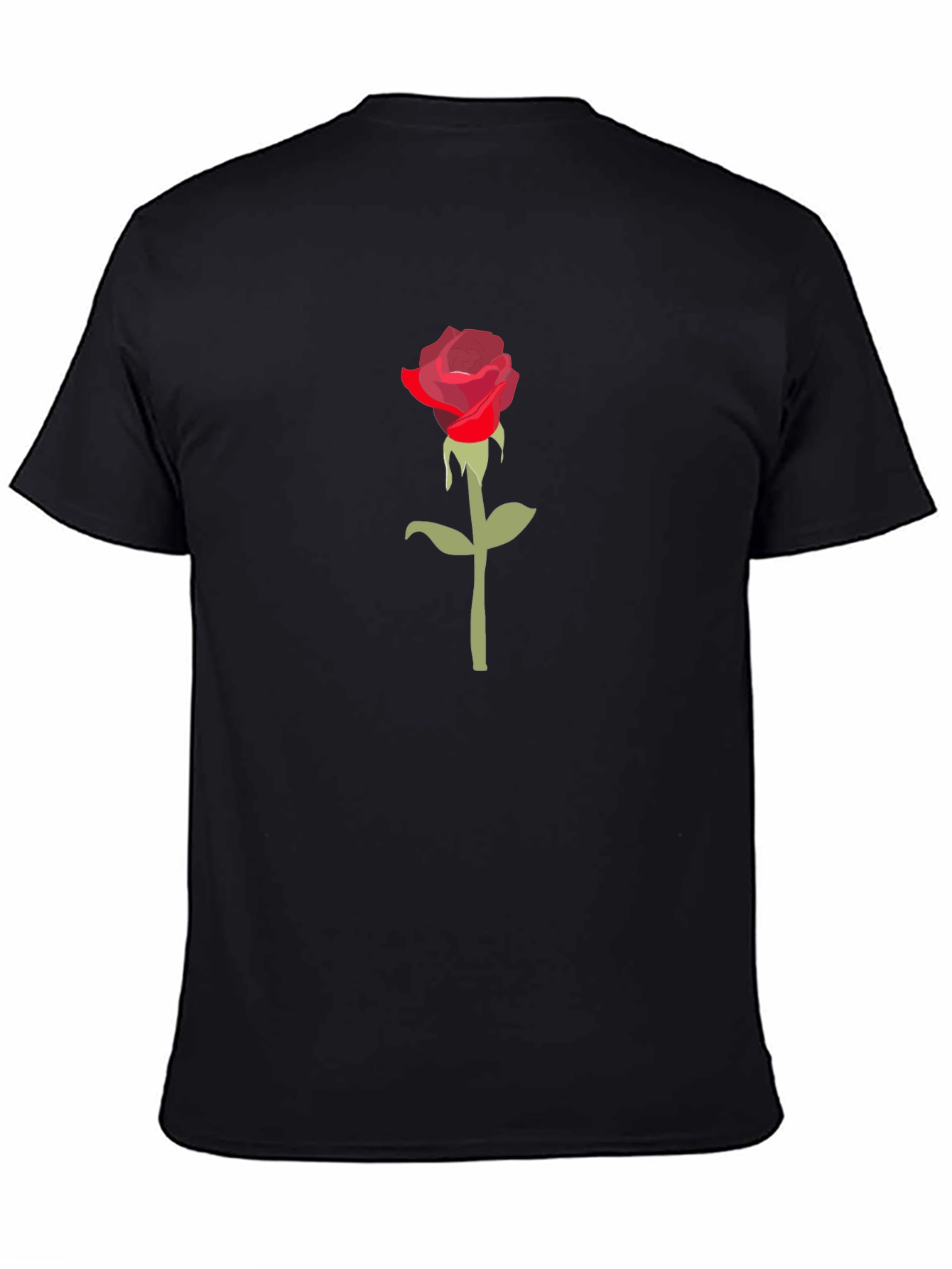 Red Rose Graphic Black T-Shirt