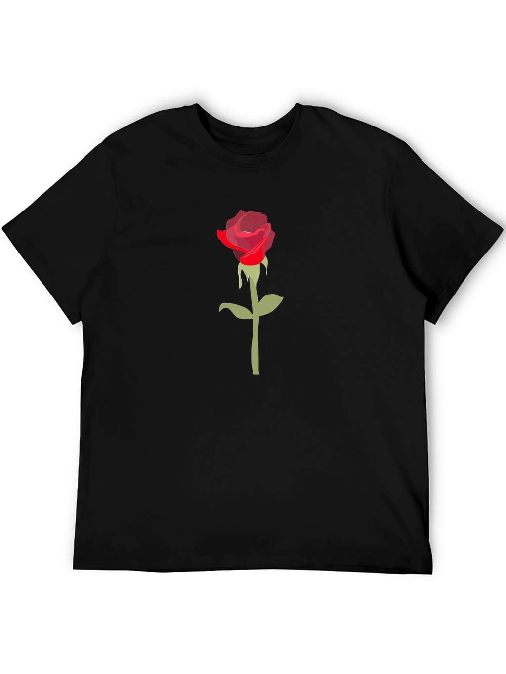 Red Rose Graphic Black T-Shirt