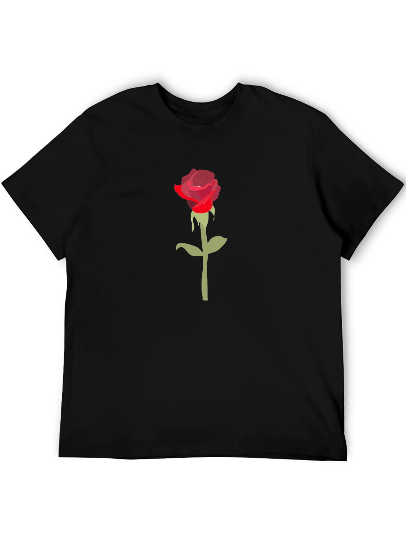 Red Rose Graphic Black T-Shirt