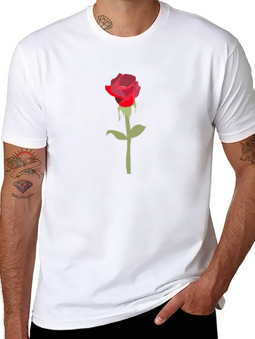 Red Rose Graphic Black T-Shirt