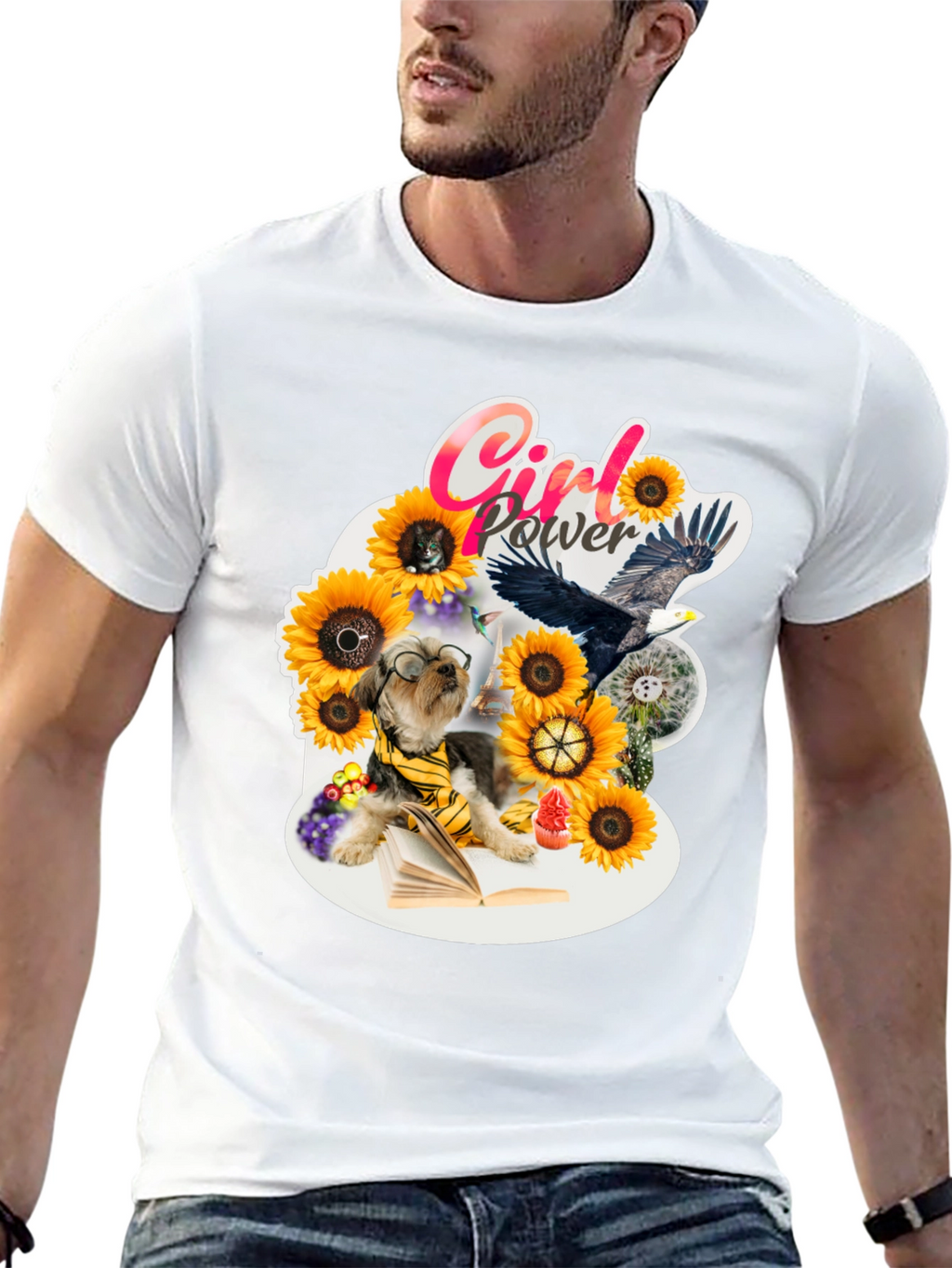Girl Power Sunflower Dog T-Shirt