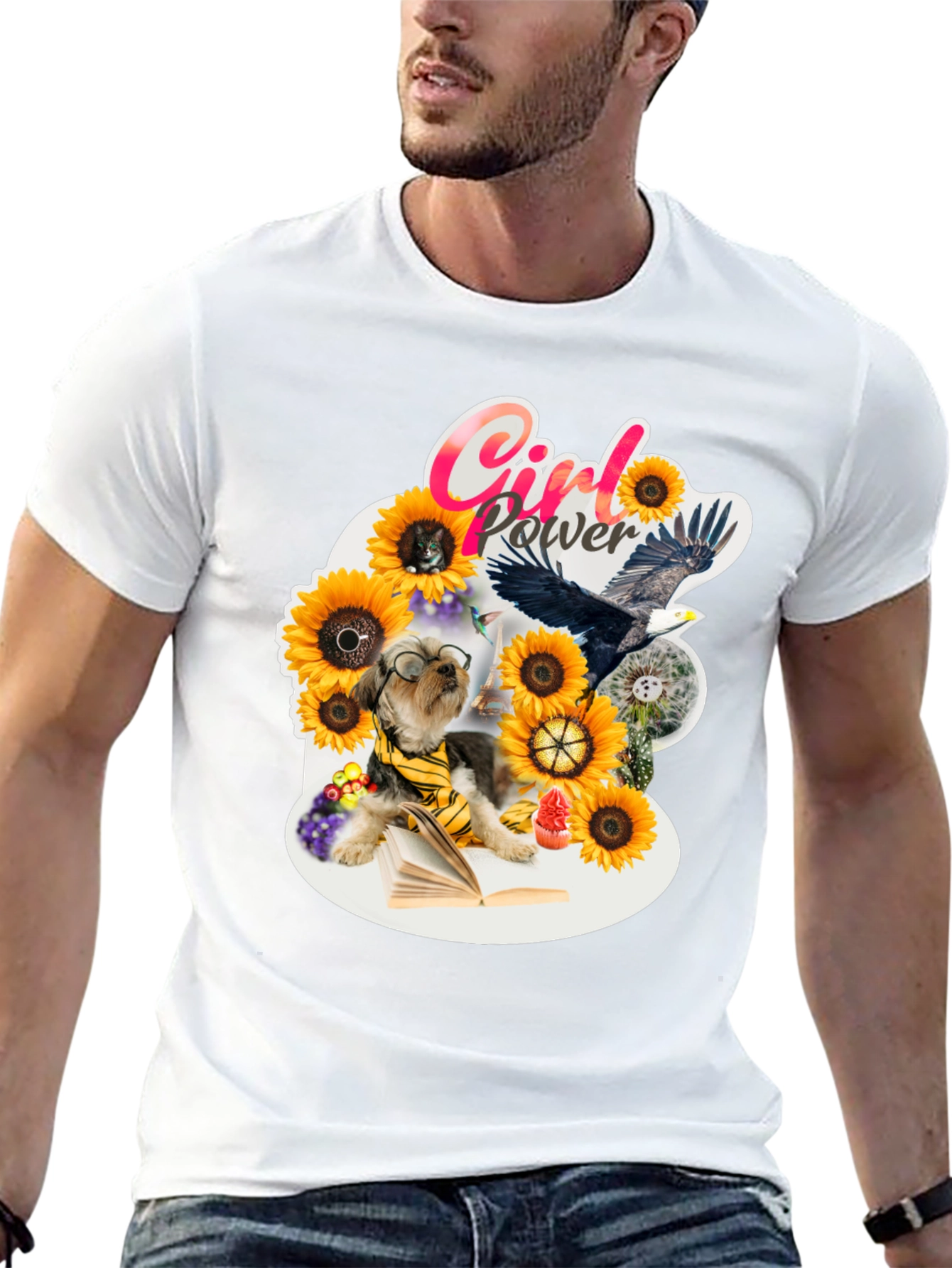 Girl Power Sunflower Dog T-Shirt