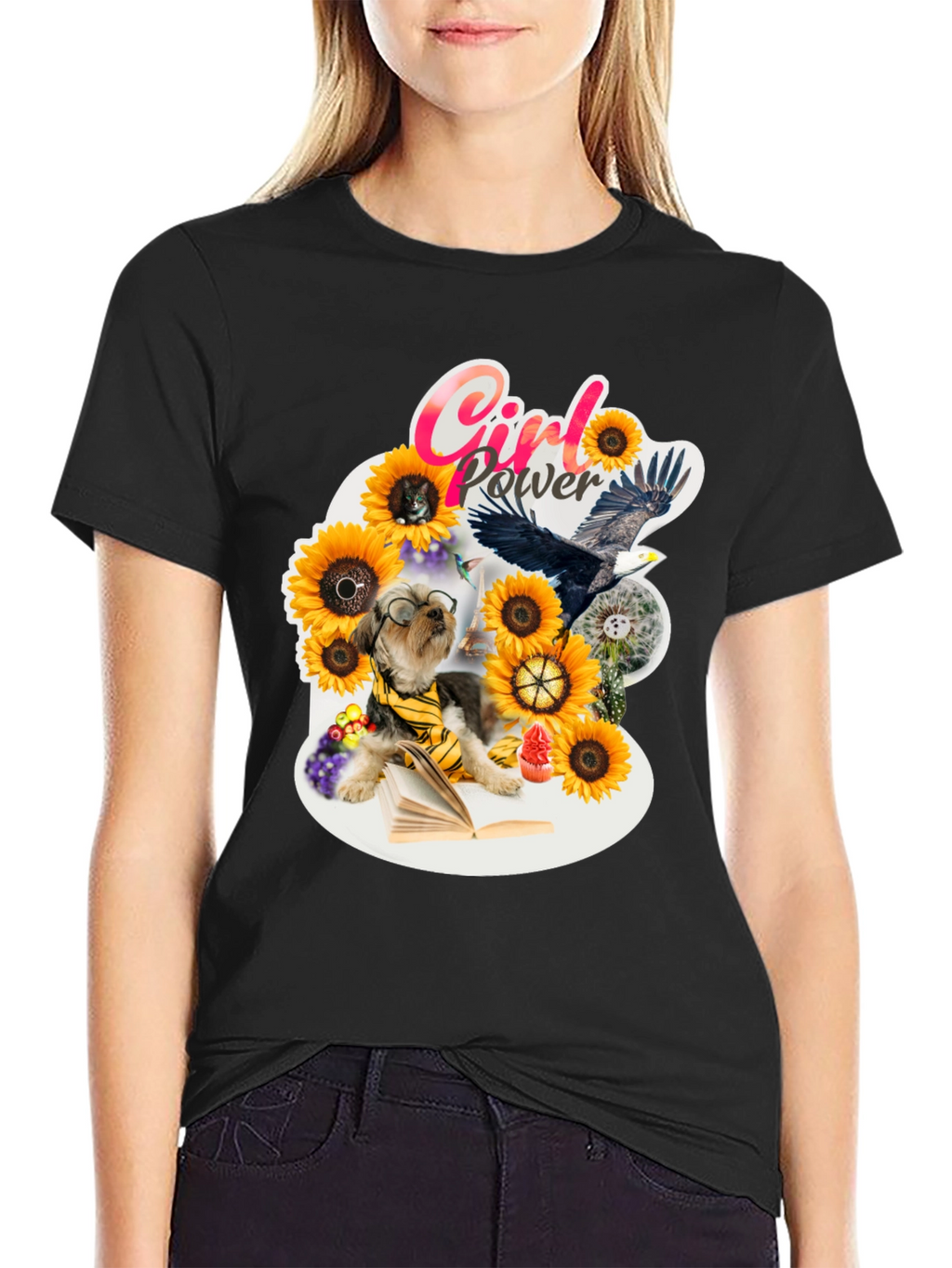 Girl Power Sunflower Dog T-Shirt