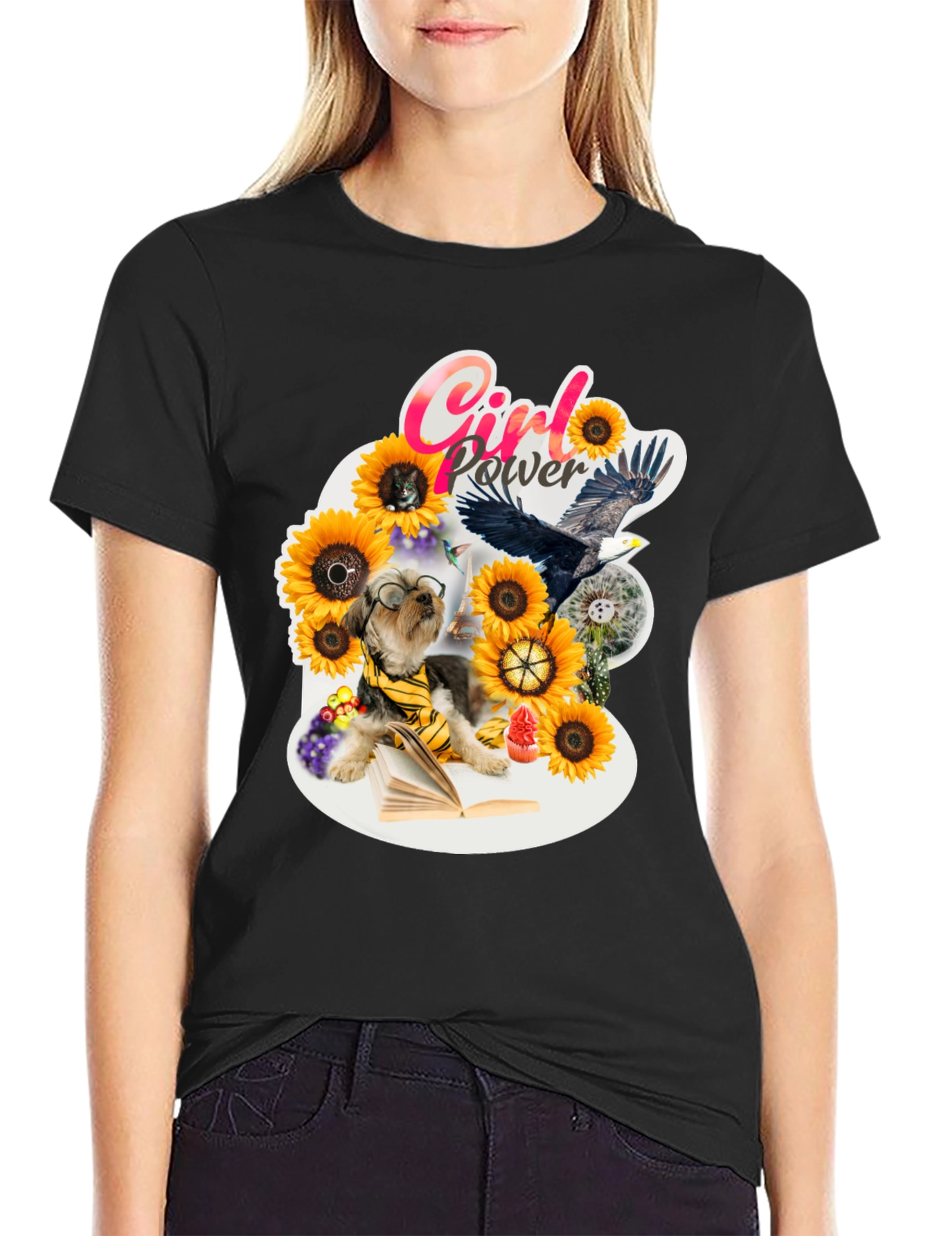 Girl Power Sunflower Dog T-Shirt