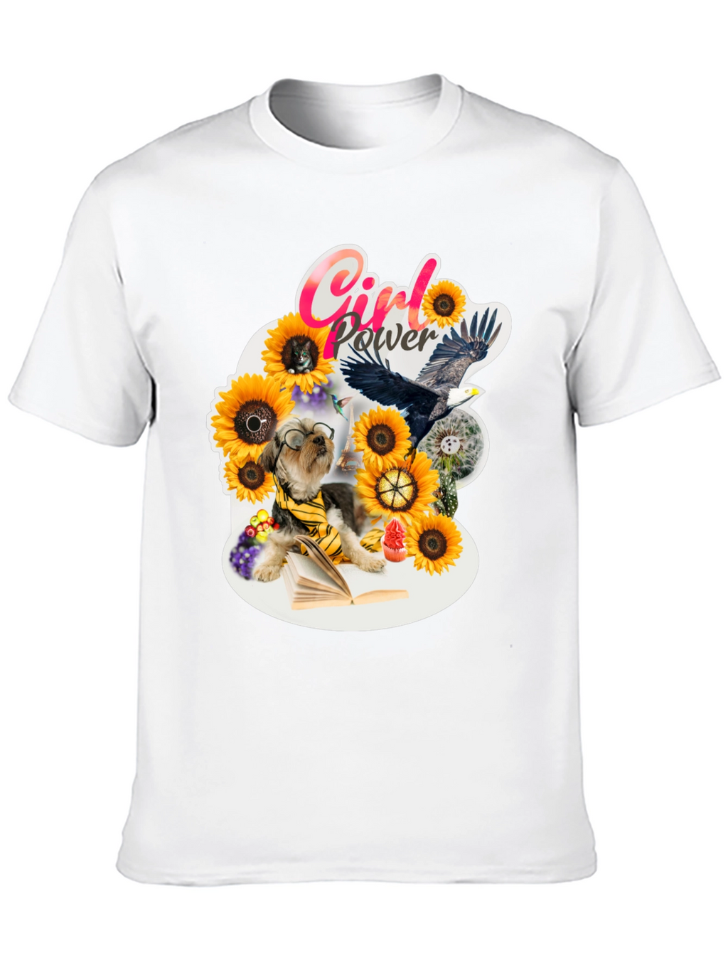 Girl Power Sunflower Dog T-Shirt