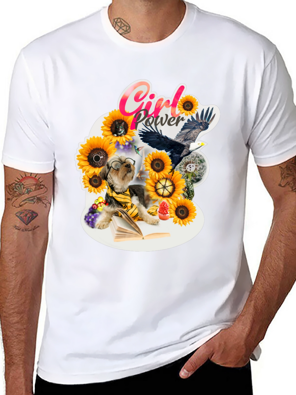 Girl Power Sunflower Dog T-Shirt