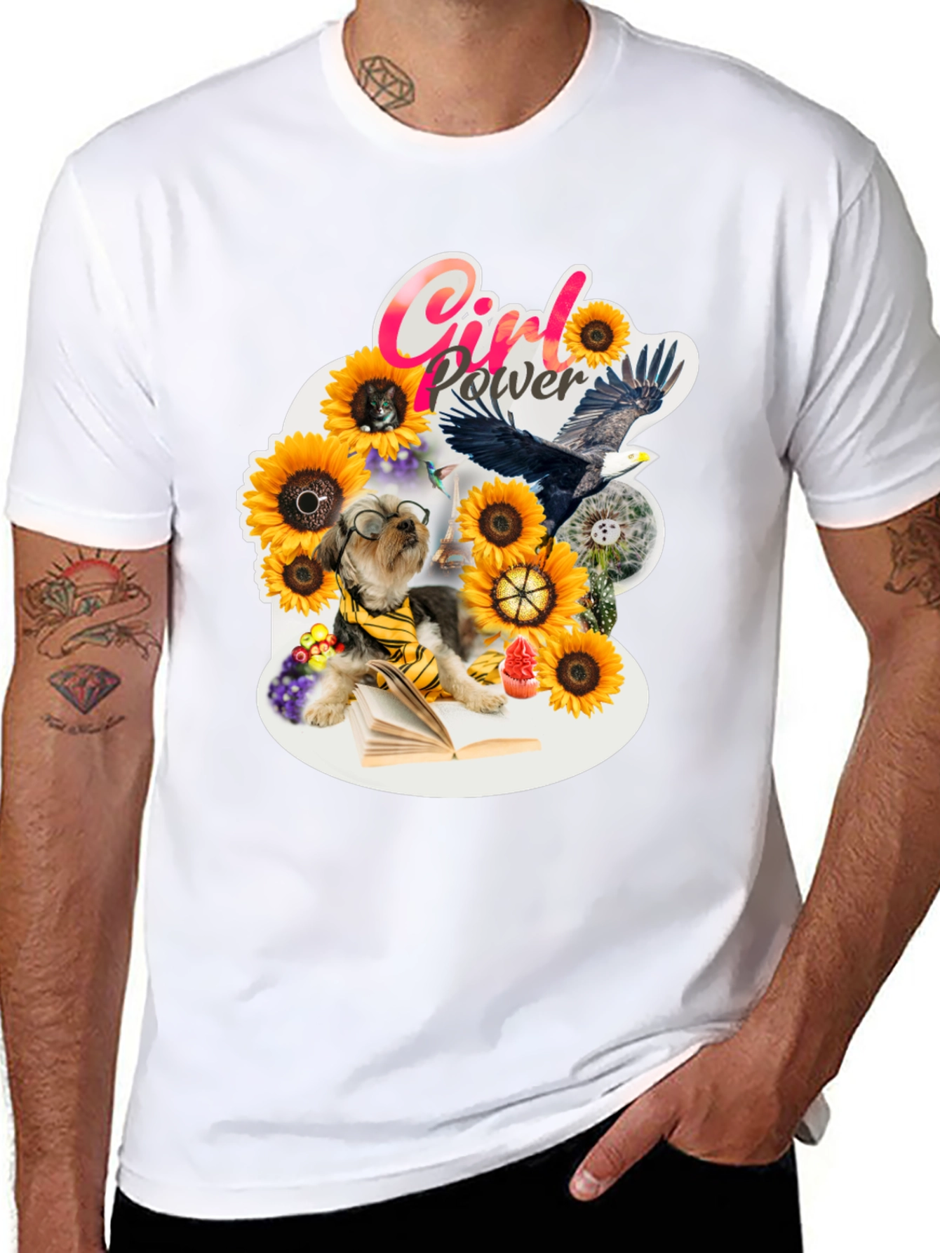 Girl Power Sunflower Dog T-Shirt