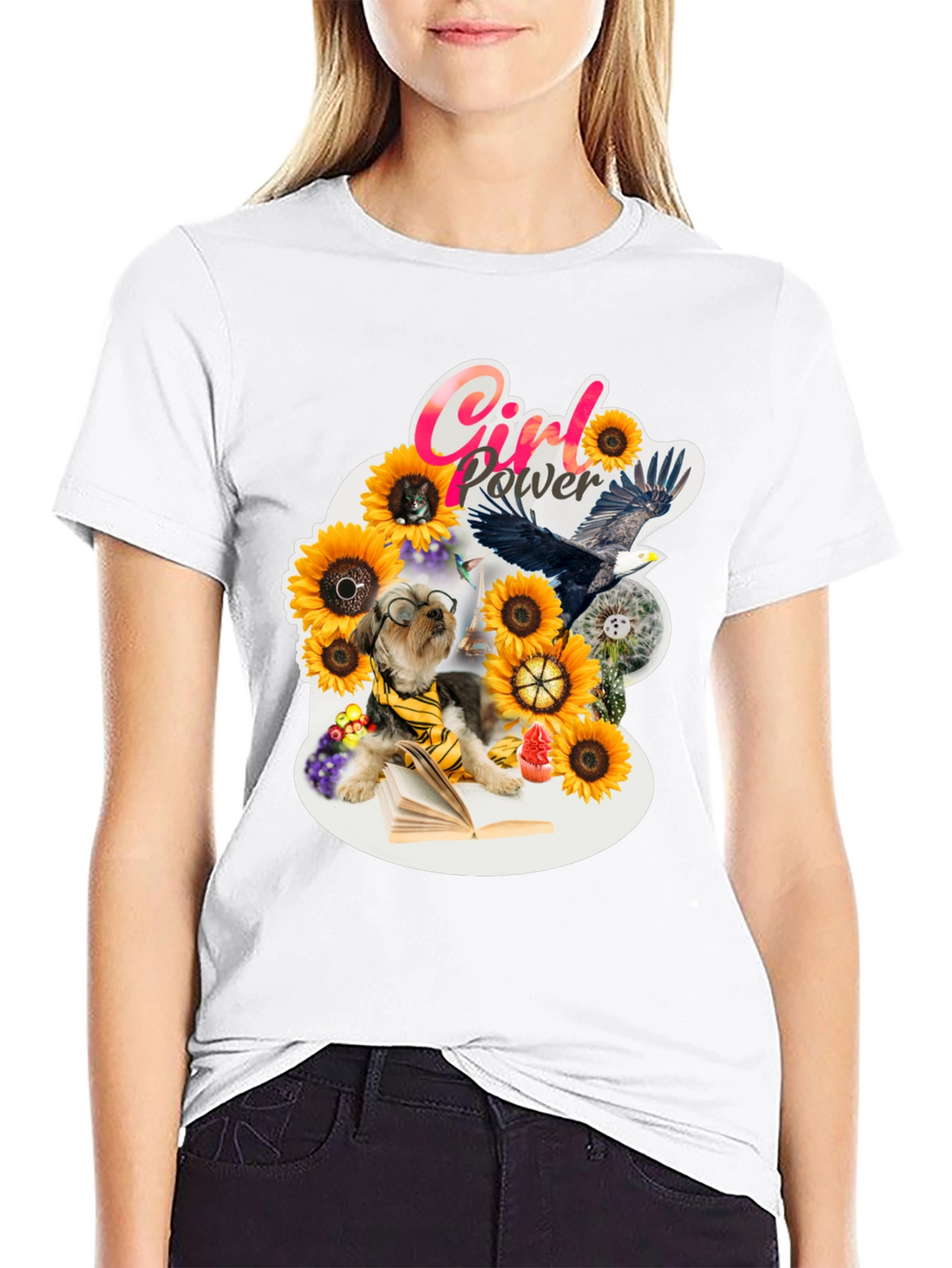 Girl Power Sunflower Dog T-Shirt