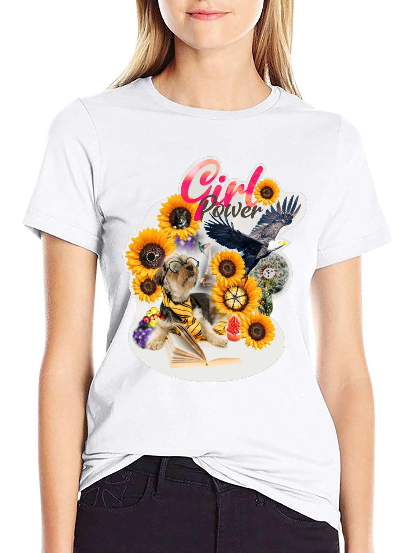 Girl Power Sunflower Dog T-Shirt