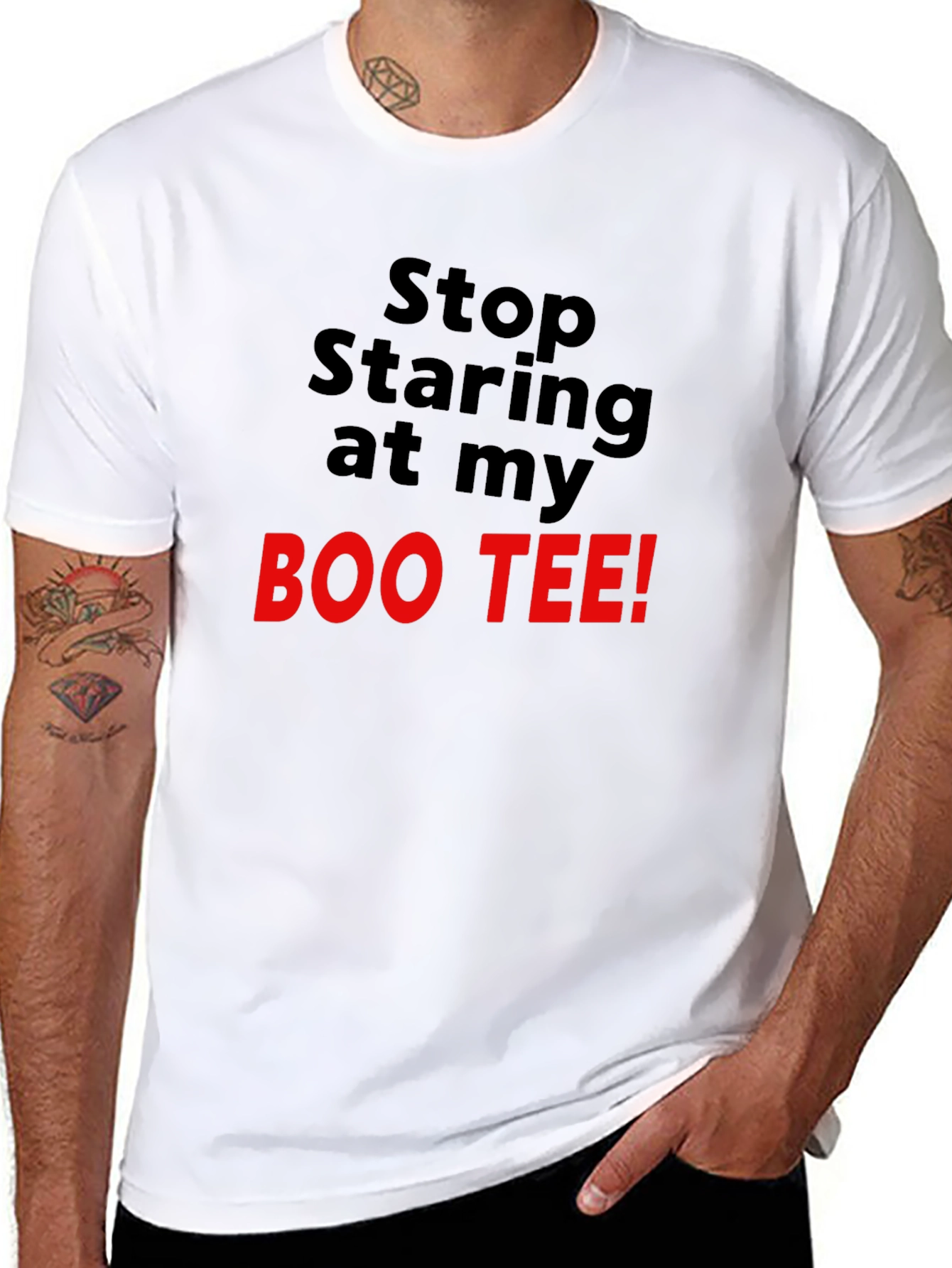 Stop Staring At My Boo Tee Black T-Shirt