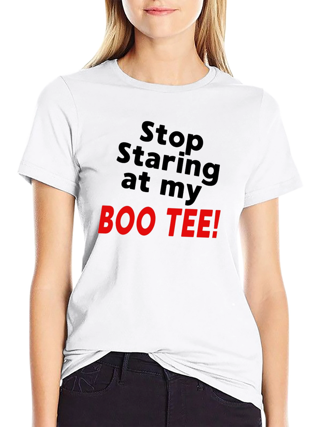 Stop Staring At My Boo Tee Black T-Shirt