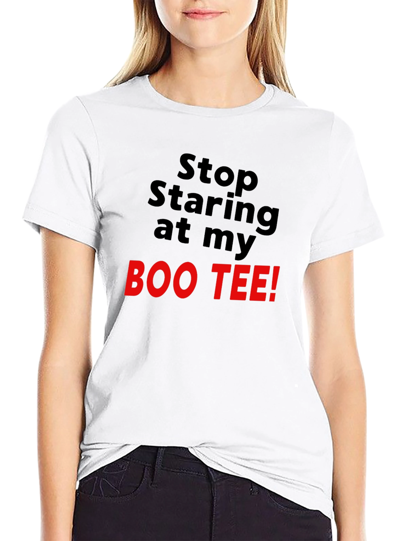 Stop Staring At My Boo Tee Black T-Shirt