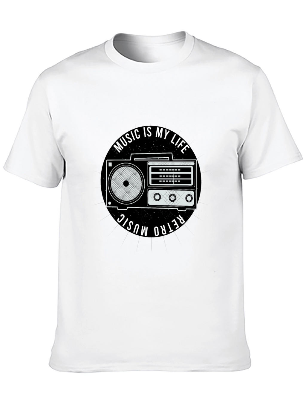 Retro Music is My Life Black Graphic Tee