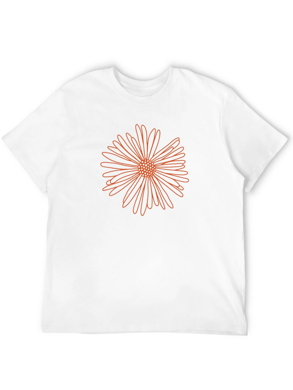 Mens Black T-Shirt with Orange Flower Design