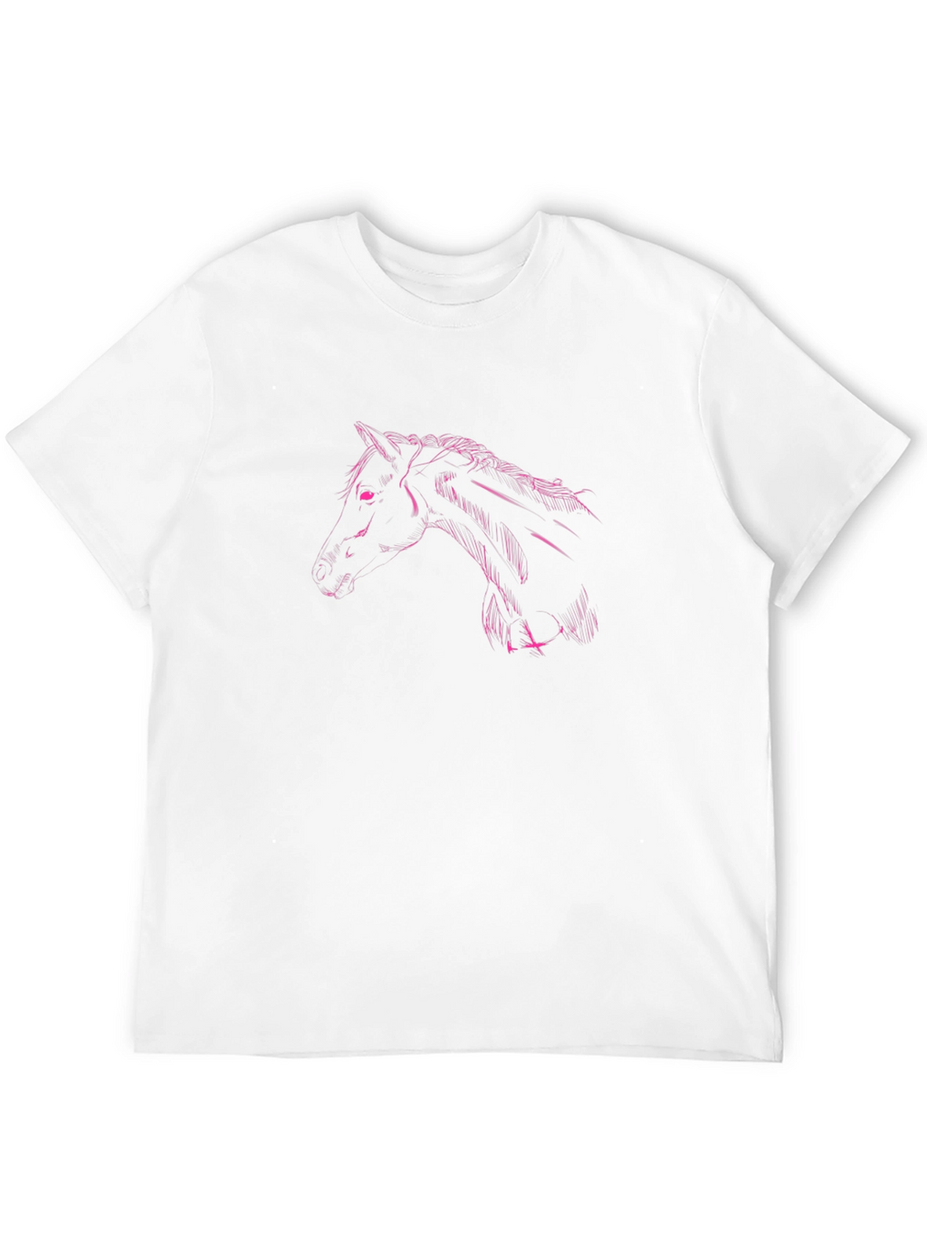 Black T-Shirt with Pink Horse Graphic