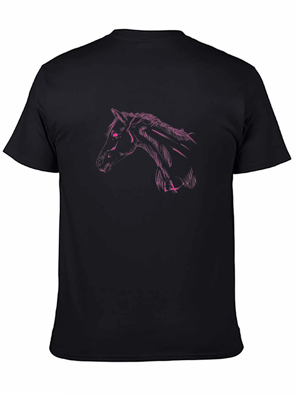 Black T-Shirt with Pink Horse Graphic
