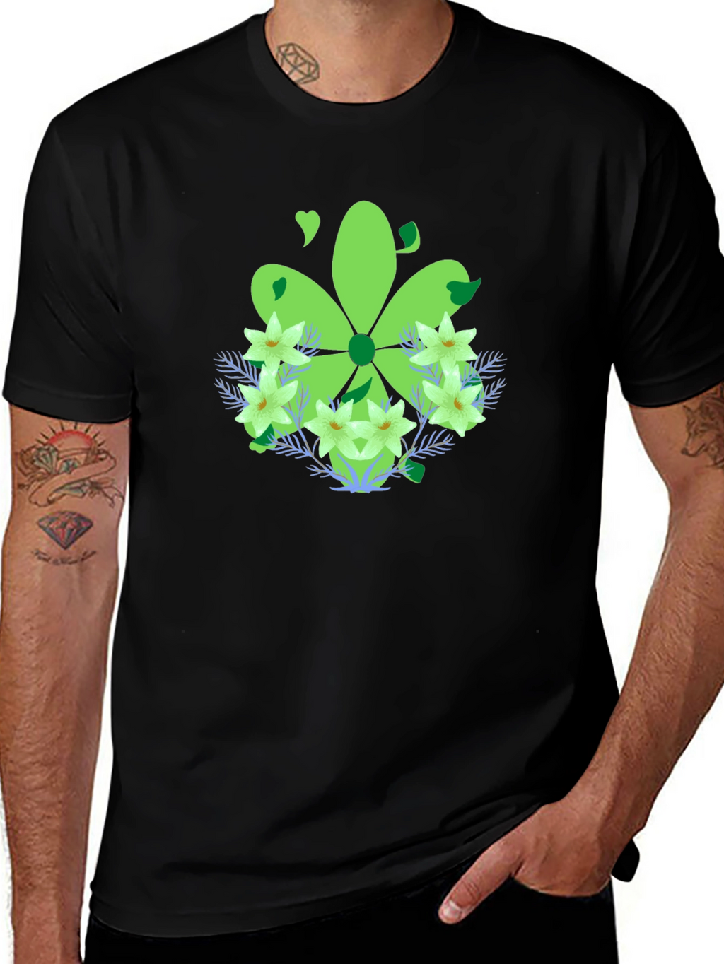 Green Floral Graphic T-Shirt