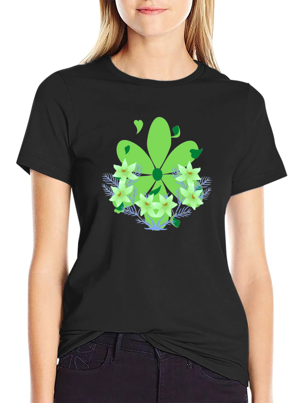 Green Floral Graphic T-Shirt
