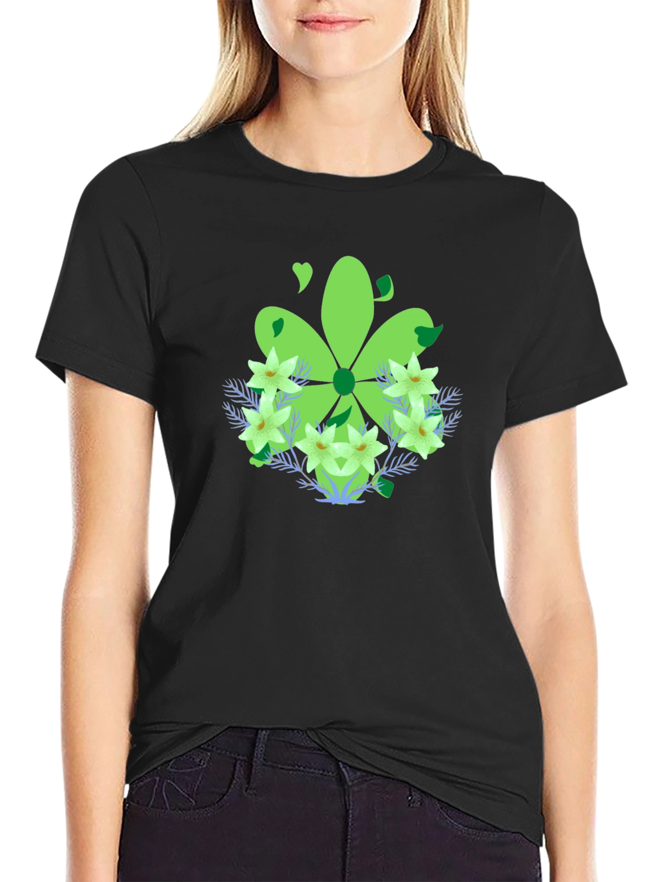 Green Floral Graphic T-Shirt
