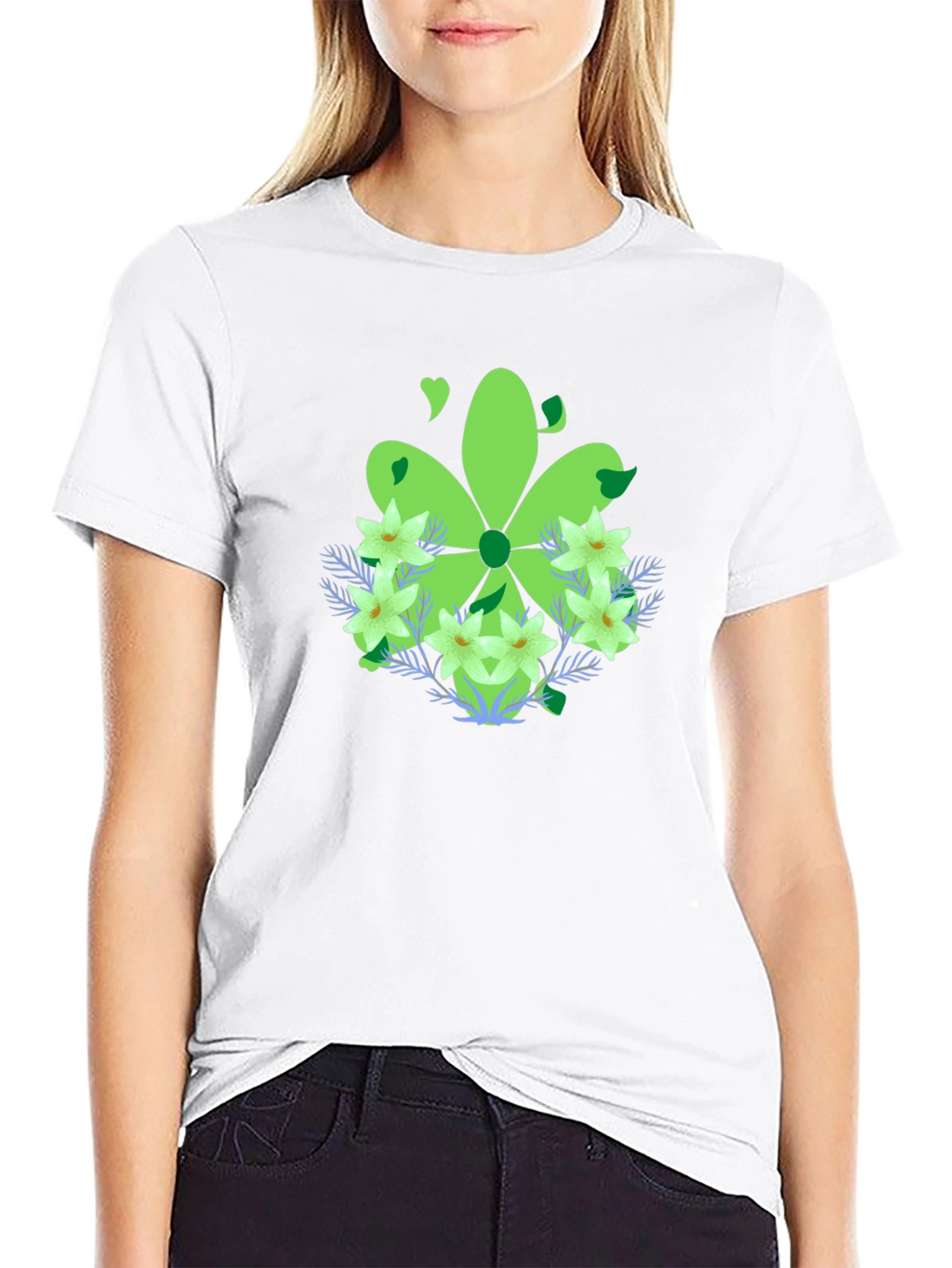Green Floral Graphic T-Shirt
