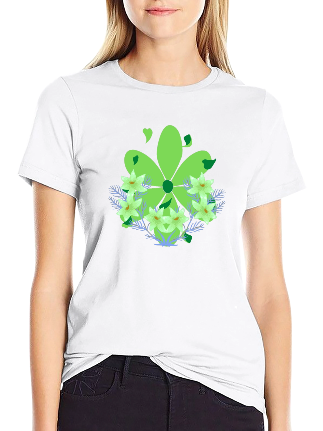Green Floral Graphic T-Shirt