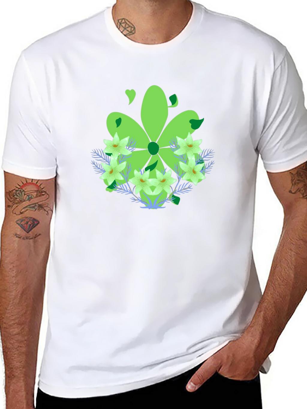 Green Floral Graphic T-Shirt