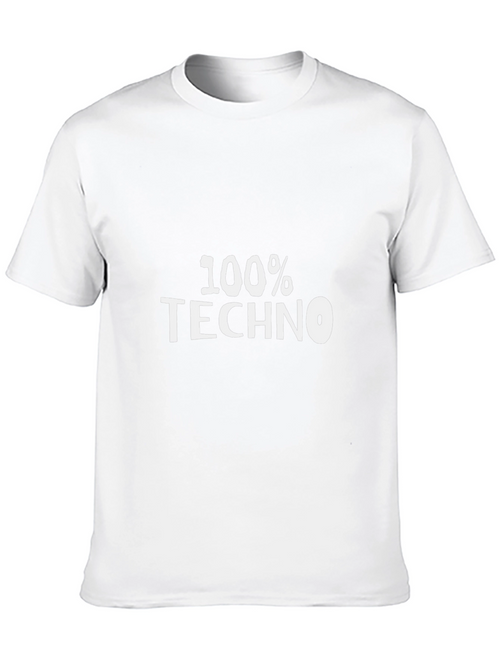 100% Techno Black T-Shirt EDM Music Lover Tee