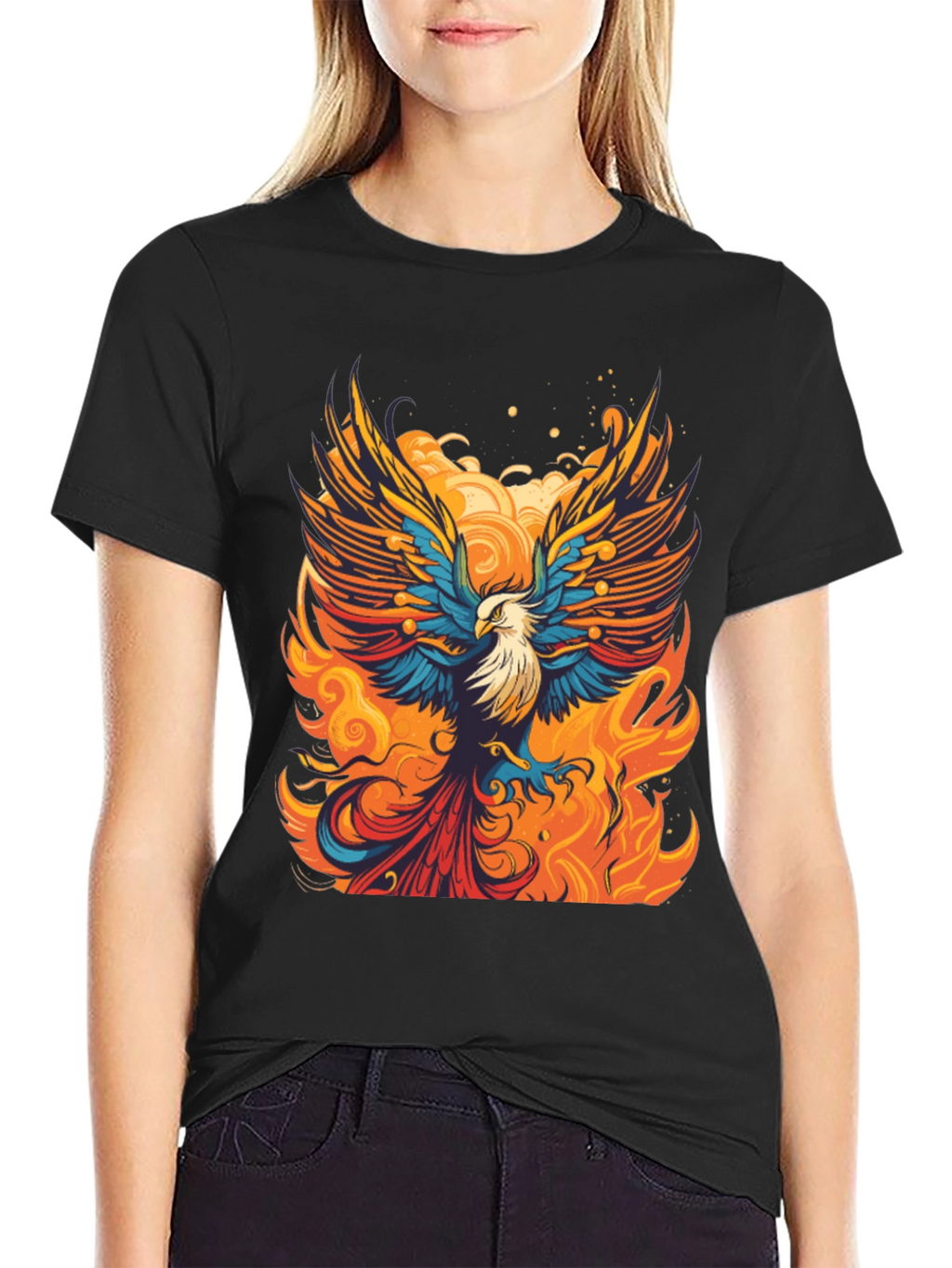 Phoenix Fire Bird Graphic Tee - Bold Artistic Design