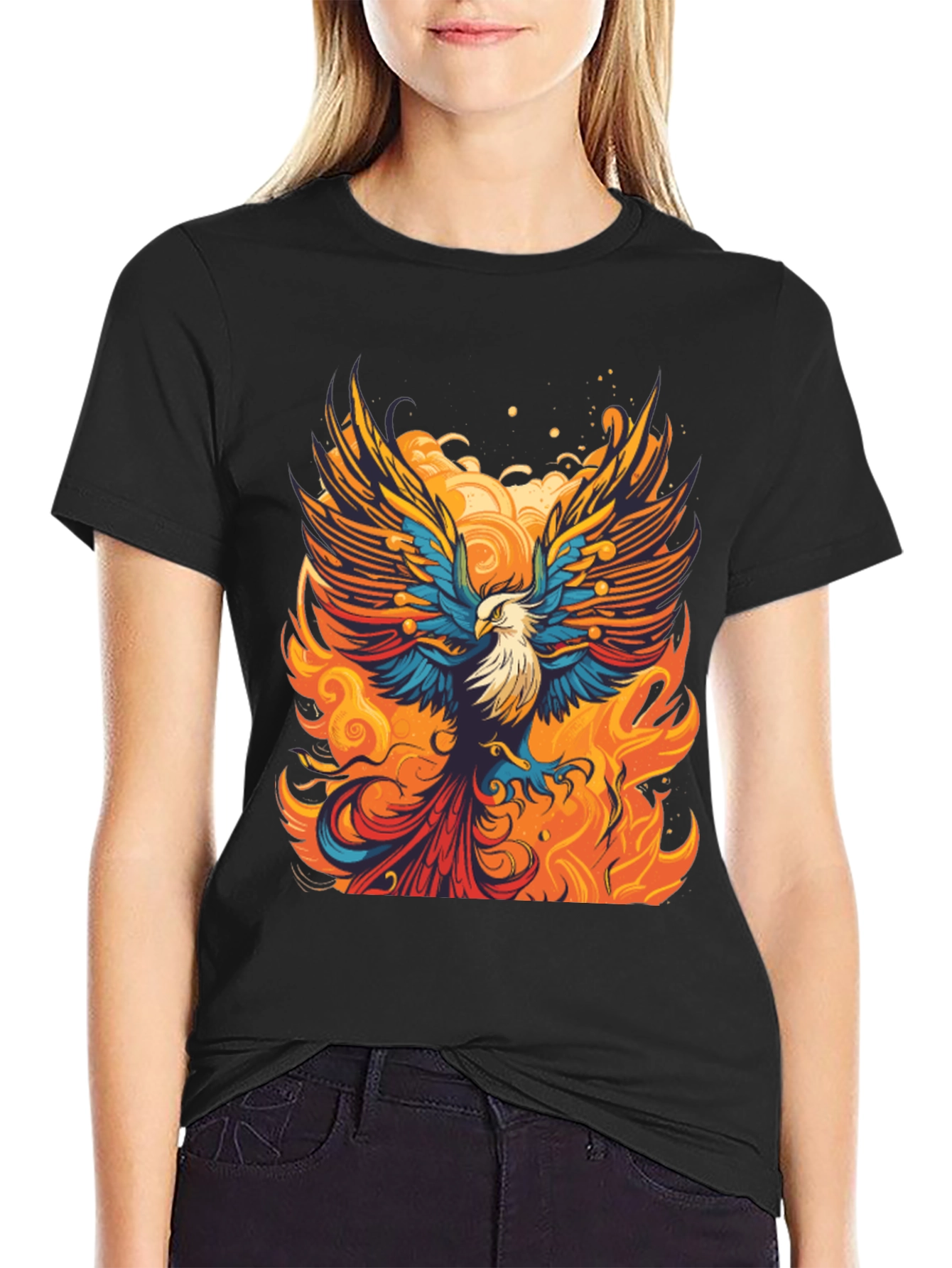 Phoenix Fire Bird Graphic Tee - Bold Artistic Design