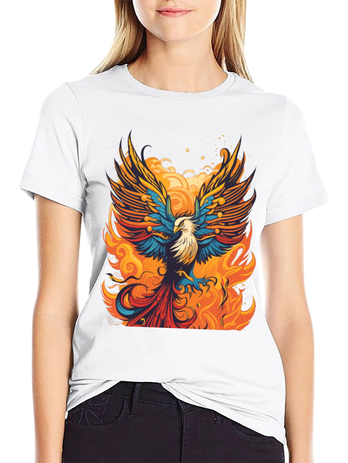 Phoenix Fire Bird Graphic Tee - Bold Artistic Design