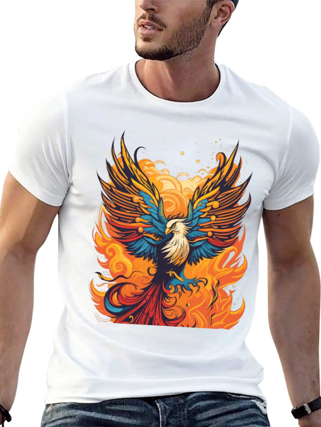 Phoenix Fire Bird Graphic Tee - Bold Artistic Design